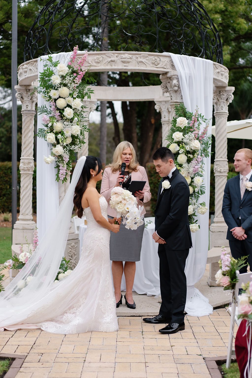 Garden gazebo wedding vows with Nicole Webster